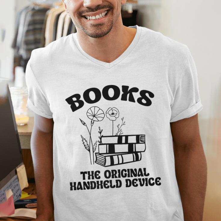 Books The Original Handheld Device Book Lover Premium Men's V-Neck T-Shirt