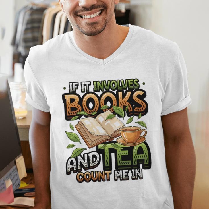 Bookworm If It Involves Books And Tea Lover Reading Premium Tri-Blend Men's V-Neck T-Shirt
