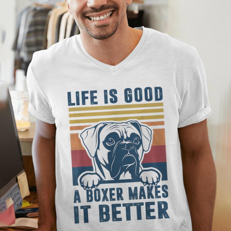 Boxer Dog For Men Women Boxer Dog Dad Mom Small Men's V-Neck T-Shirt
