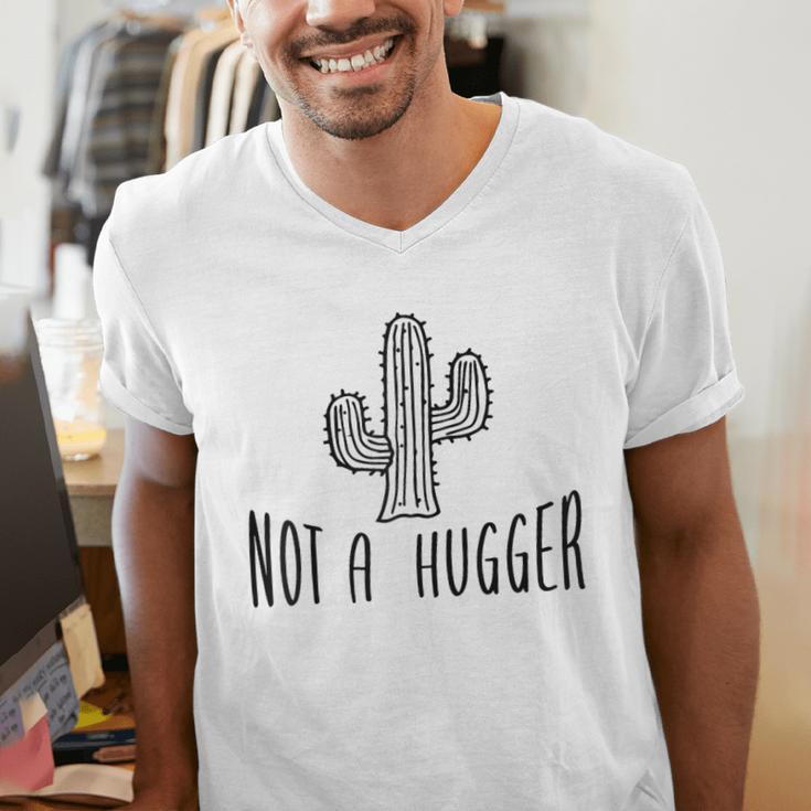 Cactus Not A Hugger Homebody Introvert Raglan Baseball Tee Men's V-Neck T-Shirt