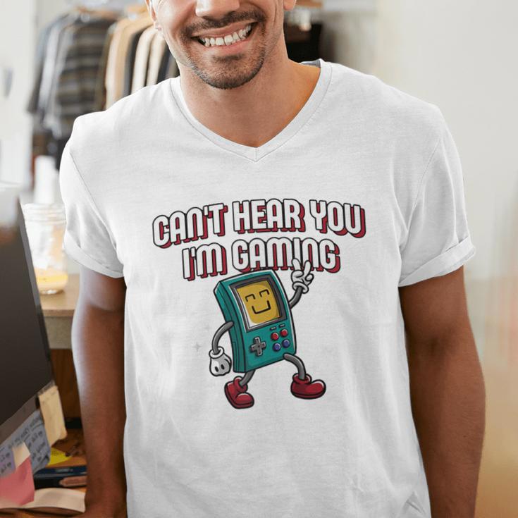 Cant Hear You Im Gaming Introvert Gamer Antisocial Raglan Baseball Tee Men's V-Neck T-Shirt Cant Hear You Im Gaming Introvert Gamer Antisocial Raglan Baseball Tee Men's V-Neck T-Shirt