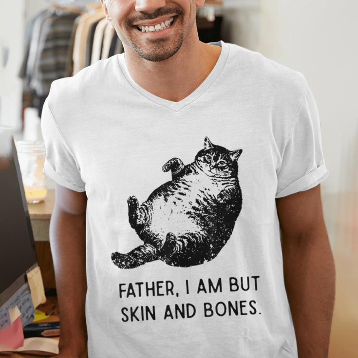 Cat Father I Am But Skin And Bones Cat Dad Meme Humor Men's V-Neck T-Shirt