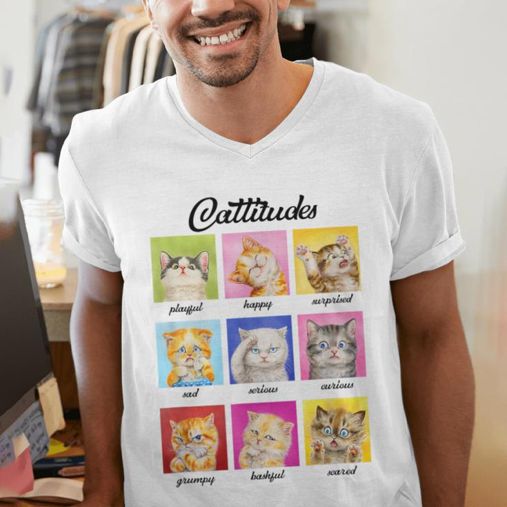 Cat Lover Cat Mom Cat Dad Crazy Cat Lady Cattitudes Men's V-Neck T-Shirt Cat Lover Cat Mom Cat Dad Crazy Cat Lady Cattitudes Men's V-Neck T-Shirt