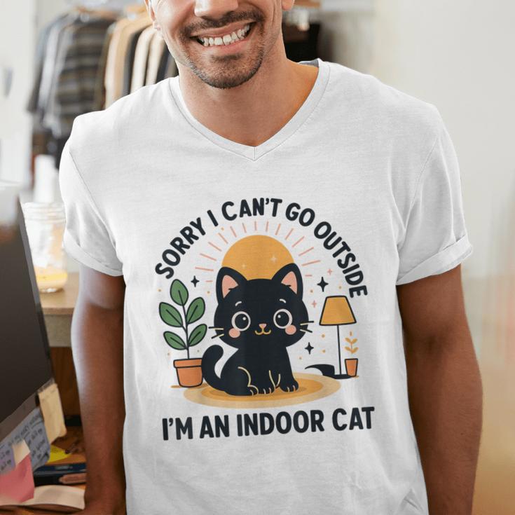 Cat Shirt Introvert Sorry I Can’t Go I’m An Indoor Cat Men's V-Neck T-Shirt