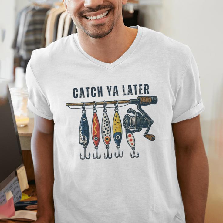Catch Ya Later Vintage Fishing Lures Outdoor Dad Son Men's V-Neck T-Shirt