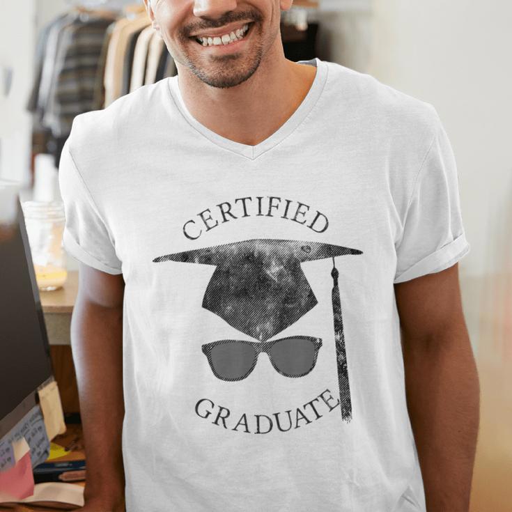 Certified Graduate Vintage Mortarboard Graduation Men's V-Neck T-Shirt