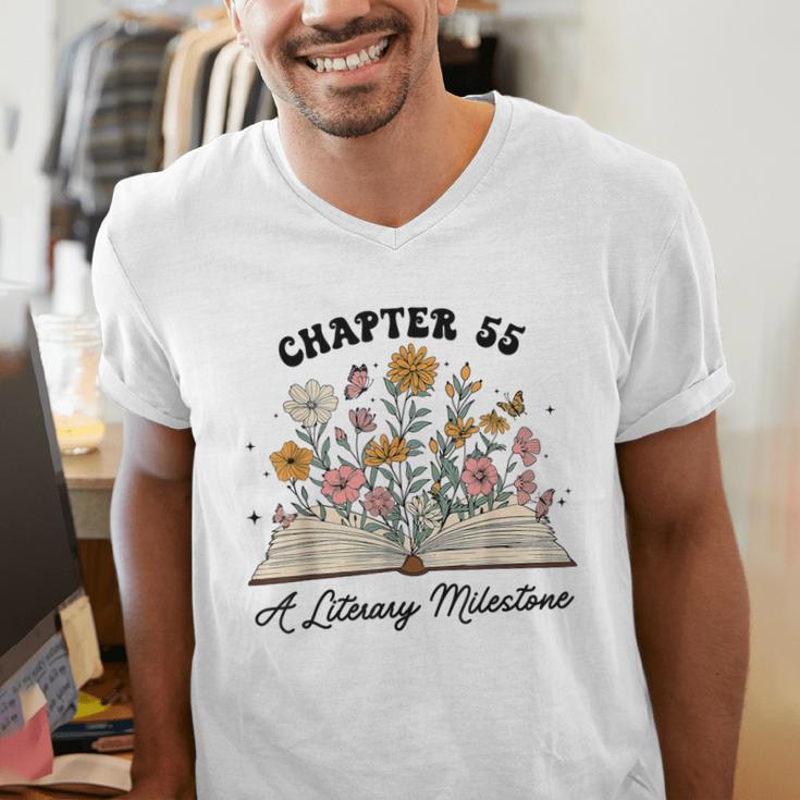 Chapter 55 A Literary Milestone 55th Birthday Book Lovers Men's V-Neck T-Shirt
