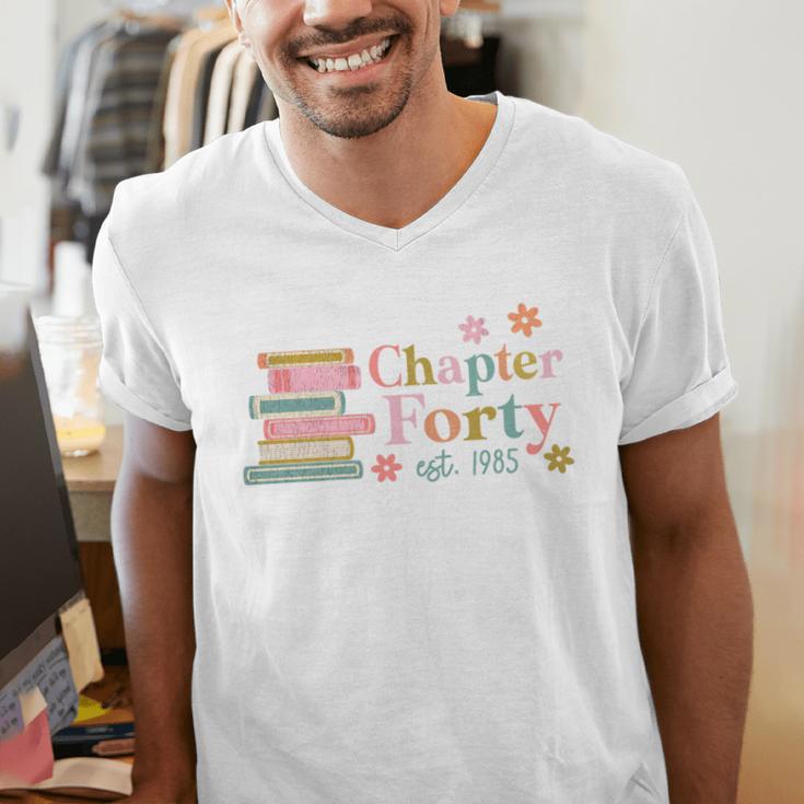 Chapter Forty 40 Years Old 40th Birthday Book Lover Men's V-Neck T-Shirt Chapter Forty 40 Years Old 40th Birthday Book Lover Men's V-Neck T-Shirt