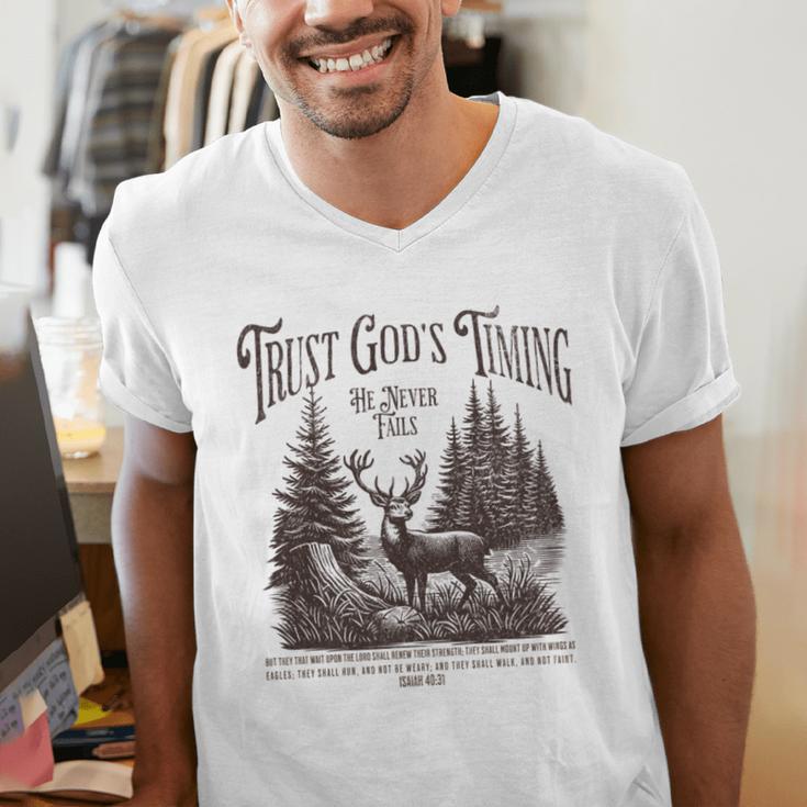Christian Jesus Bible Verse Deer Elk Buck Hunting Dad Hunter Men's V-Neck T-Shirt