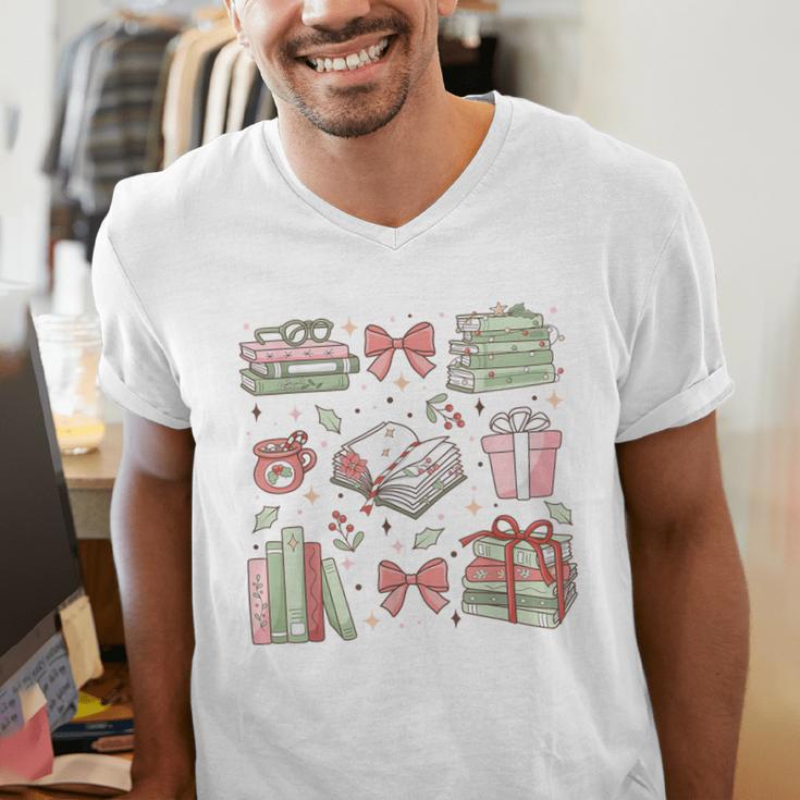 Christmas Book Lover Reading Reader Men Women Kids Xmas Men's V-Neck T-Shirt