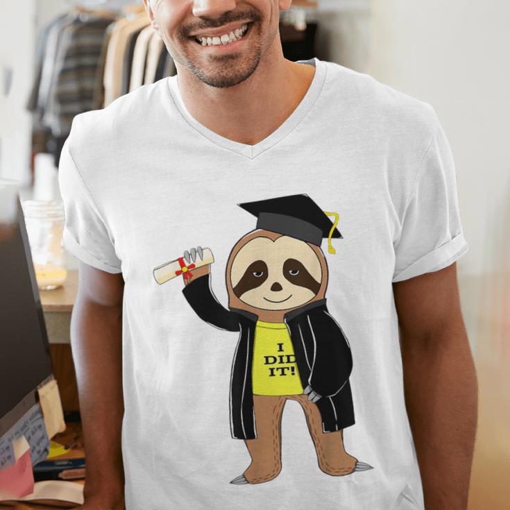 Class Of 2022 Sloth Graduation Masters College High School Men's V-Neck T-Shirt