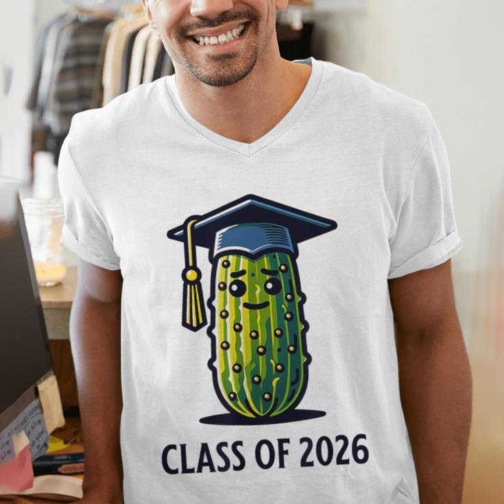 Class Of 2026 Graduation Pickle Trendy Graduate Humor Men's V-Neck T-Shirt