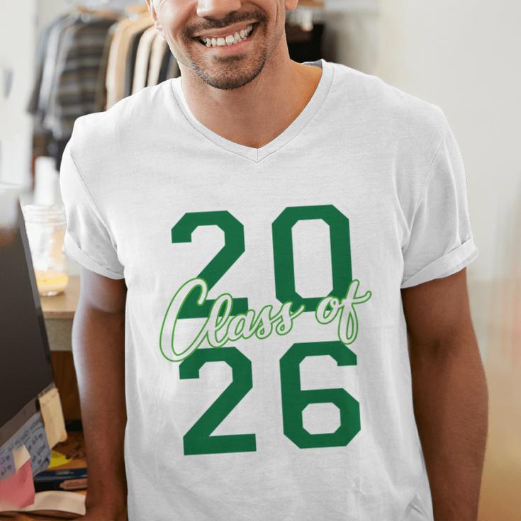 Class Of 2026 Graduation Varsity Green And On The Back Men's V-Neck T-Shirt