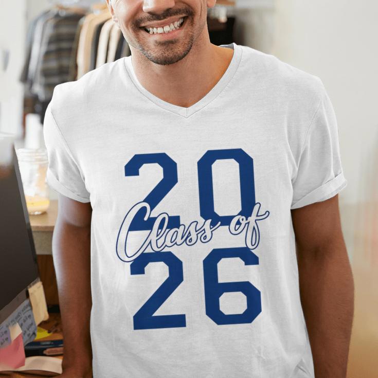 Class Of 2026 Graduation Varsity Navy Blue Letters Premium Tri-Blend Men's V-Neck T-Shirt
