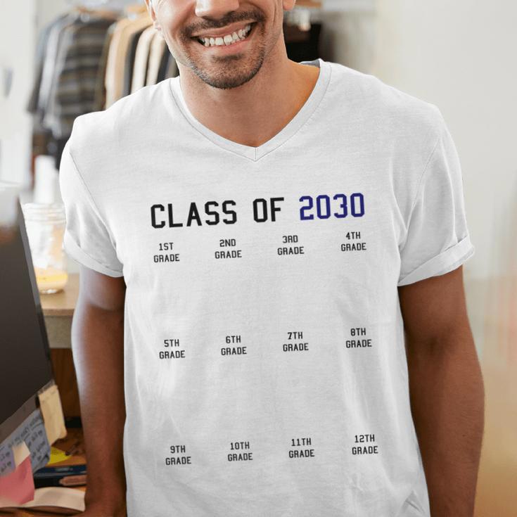 Class Of 2030 Graduation T-Shirt With Space For Handprints Men's V-Neck T-Shirt