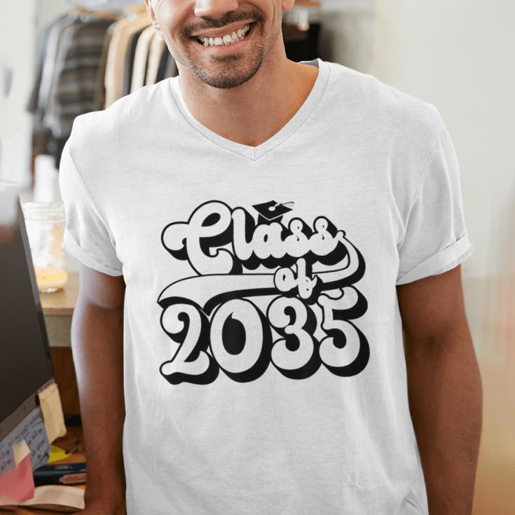 Class Of 2035 Senior Retro 2035 Grad Graduate Graduation Men's V-Neck T-Shirt