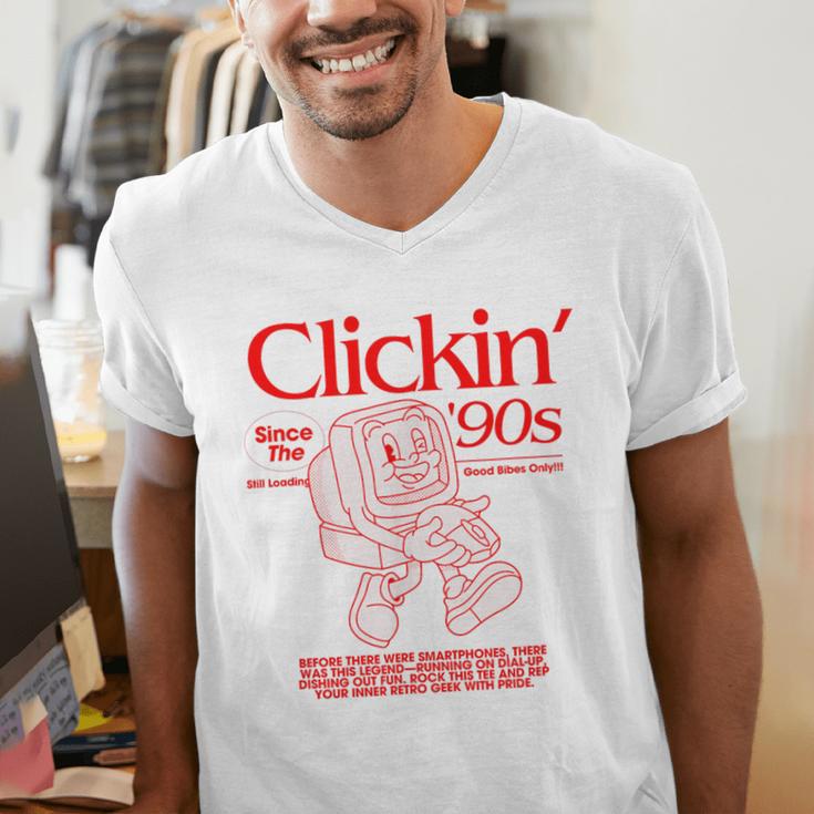 Clickin' Since The 90s Retro Computer Nostalgia Men's V-Neck T-Shirt Clickin' Since The 90s Retro Computer Nostalgia Men's V-Neck T-Shirt