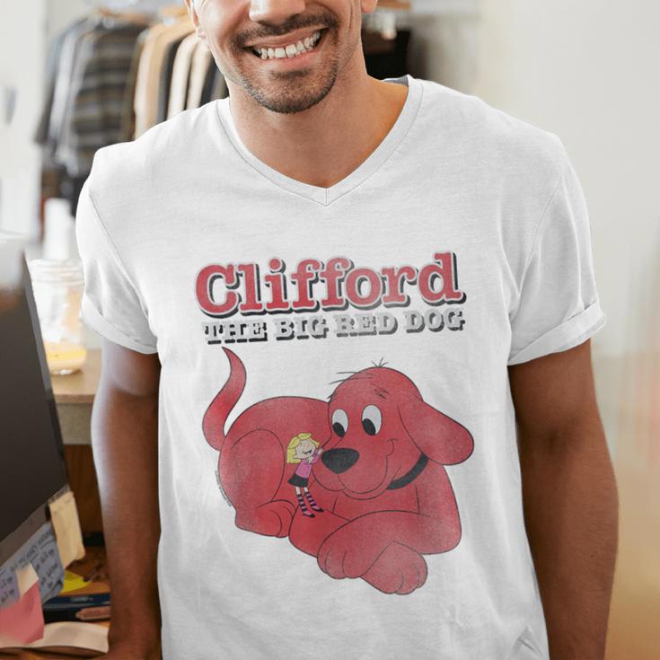 Clifford The Big Red Dog Clifford And Emily Book Cover Men's V-Neck T-Shirt