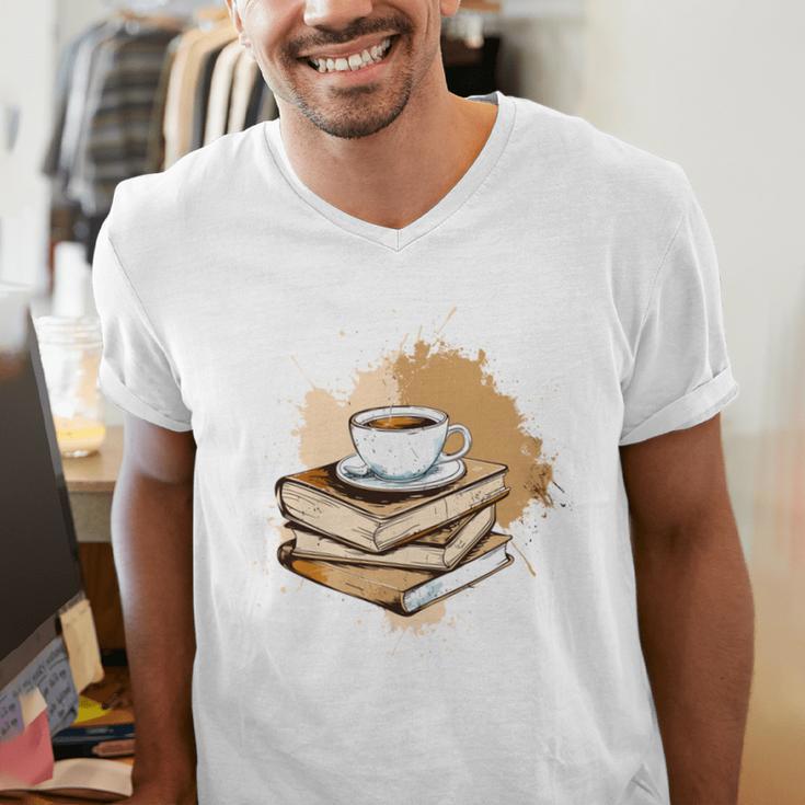 Coffee And Books Adult Books Lover Reading Men's V-Neck T-Shirt