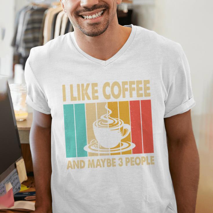 I Like Coffee And Maybe 3 People Introvert Anti-Social Men's V-Neck T-Shirt I Like Coffee And Maybe 3 People Introvert Anti-Social Men's V-Neck T-Shirt