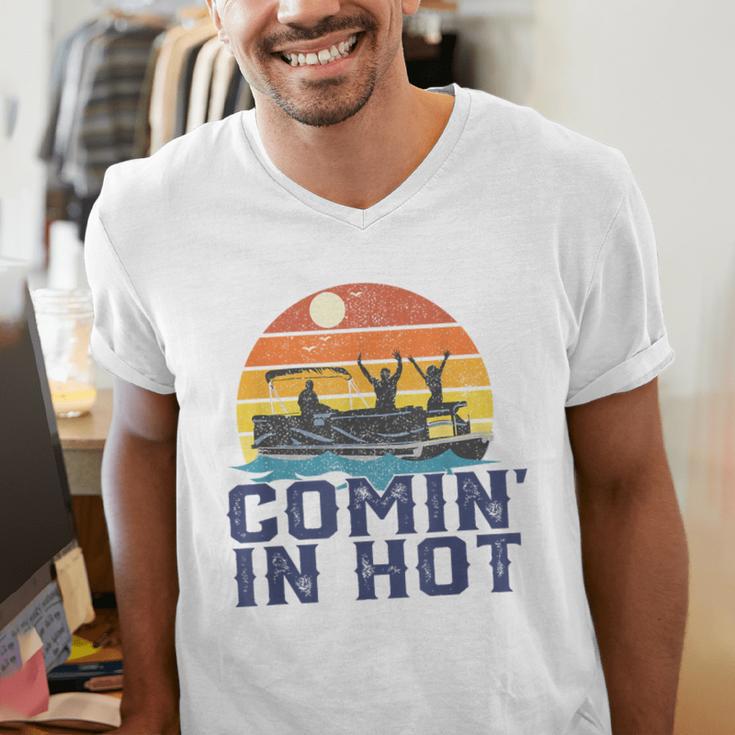 Comin In Hot Pontoon Boat Boating Lake For Dad Small Men's V-Neck T-Shirt