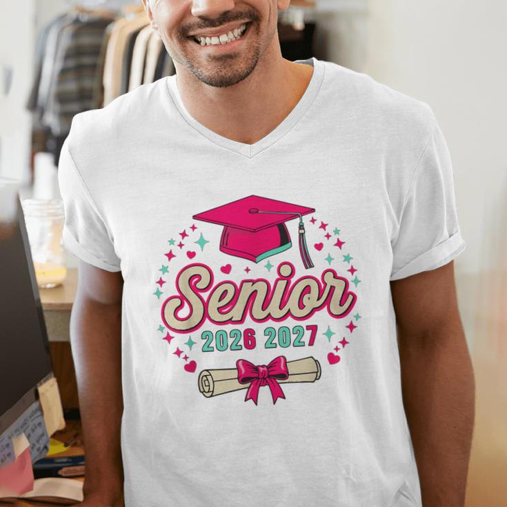 Coquette Pink Bow Senior 2026 2027 Graduation Men's V-Neck T-Shirt
