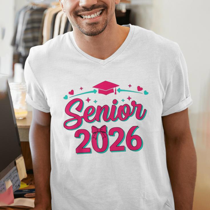 Coquette Pink Bow Senior 2026 Class Of Graduation Men's V-Neck T-Shirt
