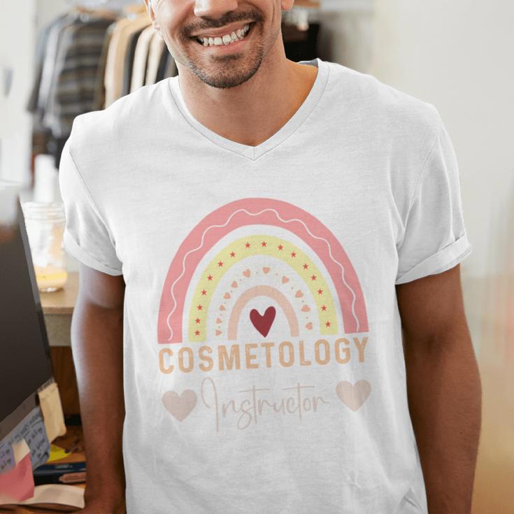 Cosmetology Instructor Cosmetologist Graduation Rainbow Men's V-Neck T-Shirt