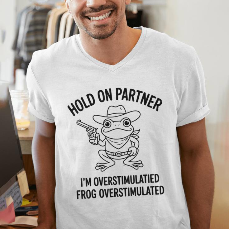 Cowboy Frog Overstimulated Western Meme Introverts Men's V-Neck T-Shirt