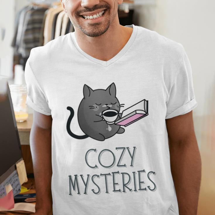 Cozy Mysteries Coffee And Novel For Book Lovers Men's V-Neck T-Shirt