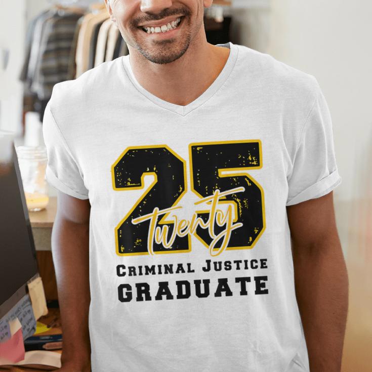 Criminal Justice Graduate Graduated Class Of 2025 Graduation Men's V-Neck T-Shirt