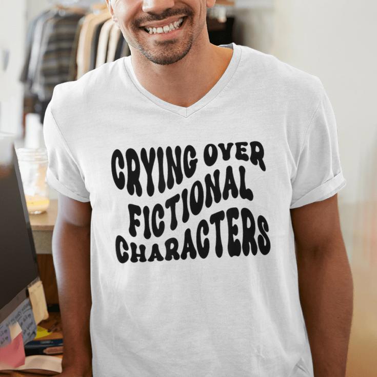 Crying Over Fictional Characters Book Lovers Men's V-Neck T-Shirt Crying Over Fictional Characters Book Lovers Men's V-Neck T-Shirt