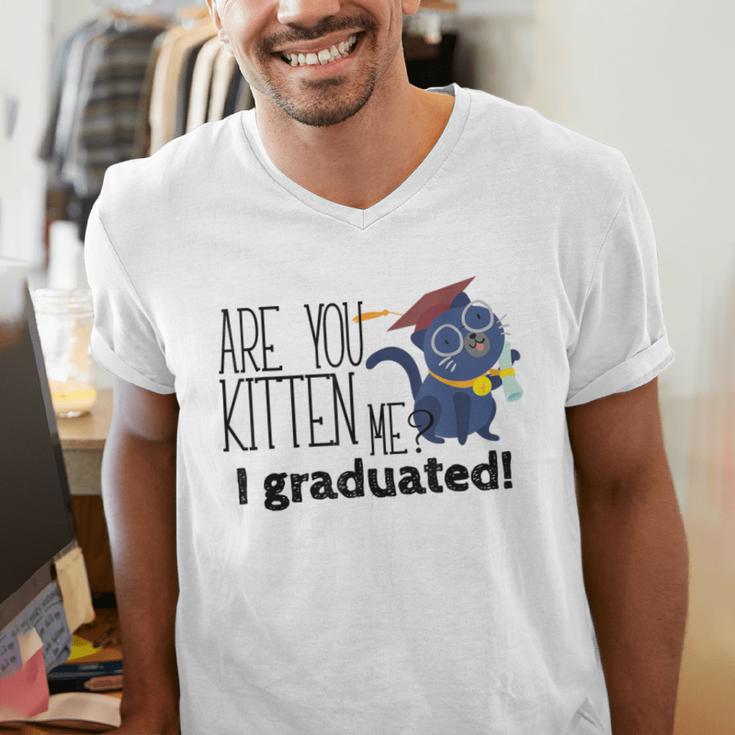 Cute Graduation Cat Masters High School T-Shirt For Men Women Kids Men's V-Neck T-Shirt