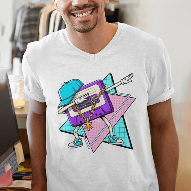 Dabbing Cassette Tape 70s 80s 80s Outfit Nostalgia Men's V-Neck T-Shirt Dabbing Cassette Tape 70s 80s 80s Outfit Nostalgia Men's V-Neck T-Shirt