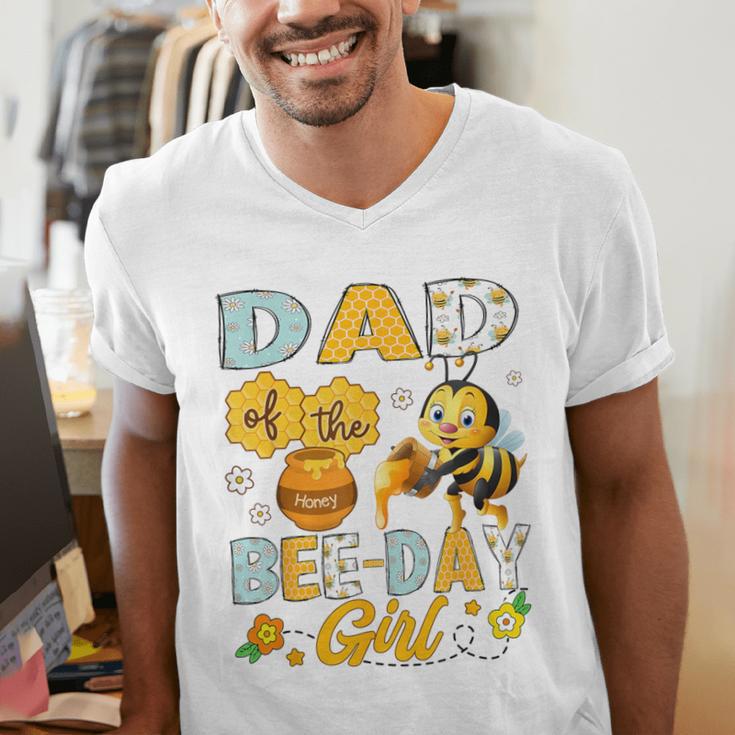 Dad Of The Bee-Day Girl Bee Birthday Party Men's V-Neck T-Shirt