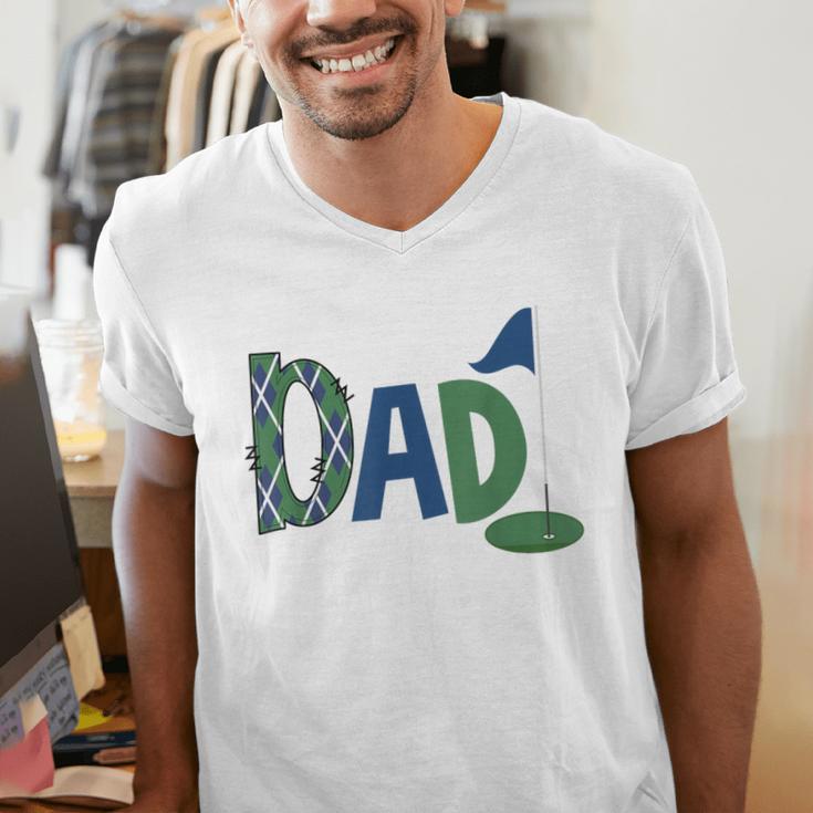 Dad Of The Birthday Boy Hole In One Golf Sport Matching Men's V-Neck T-Shirt