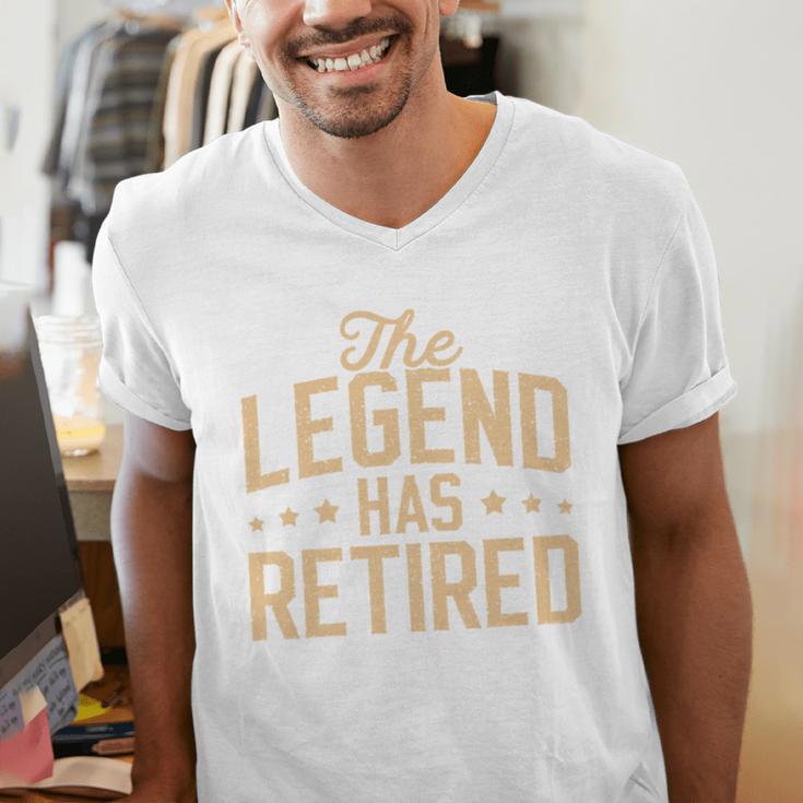 Dad Grandpa Retirement The Legend Has Retired 2026 Men Men's V-Neck T-Shirt