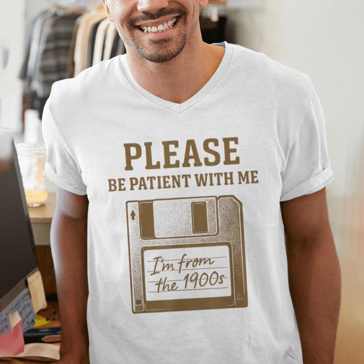 Dad Joke I'm From The 1900s Old Floppy Disk Programmer Men's V-Neck T-Shirt