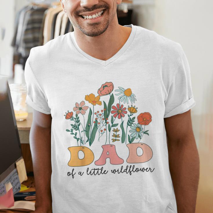 Dad Of The Little Wildflower Birthday Party Baby Shower Men's V-Neck T-Shirt