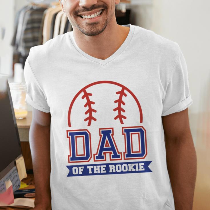 Dad Of Rookie 1st Birthday Baseball Theme Matching Party Men's V-Neck T-Shirt