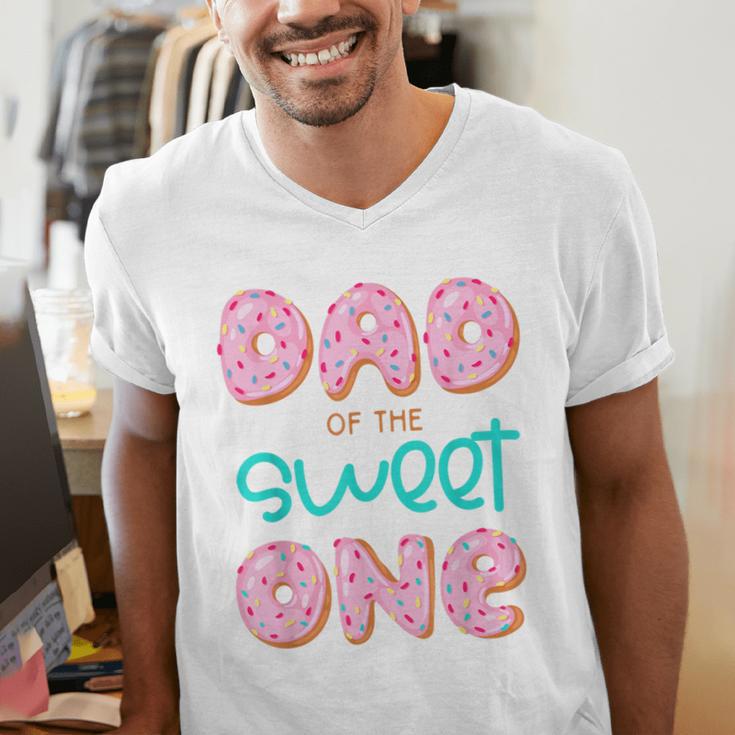 Dad Sweet One 1st First Birthday Matching Family Donut Men's V-Neck T-Shirt