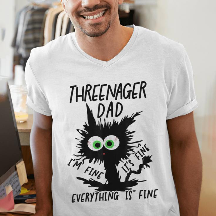 Dad Threenager Dad Daddy Of A Threenager Men's V-Neck T-Shirt Dad Threenager Dad Daddy Of A Threenager Men's V-Neck T-Shirt