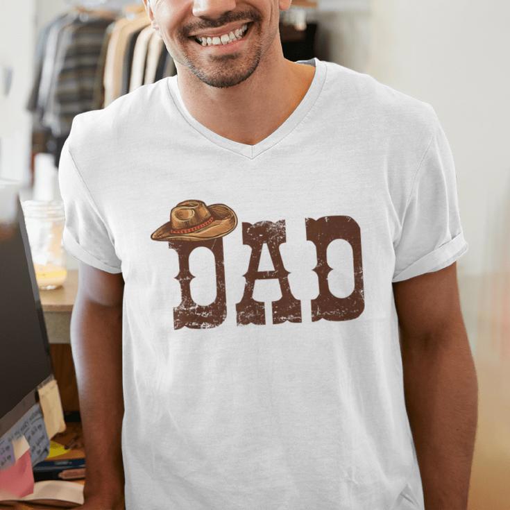 Dad Western Family Matching Birthday Cowboy Cowgirl Men's V-Neck T-Shirt