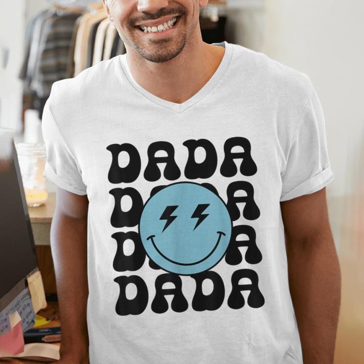Dada One Happy Dude 1st Birthday Family Matching Men's V-Neck T-Shirt Dada One Happy Dude 1st Birthday Family Matching Men's V-Neck T-Shirt