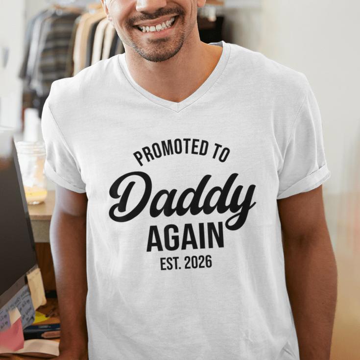 Daddy Again 2026 Promoted To Daddy Again 2026 Dad Again Men's V-Neck T-Shirt