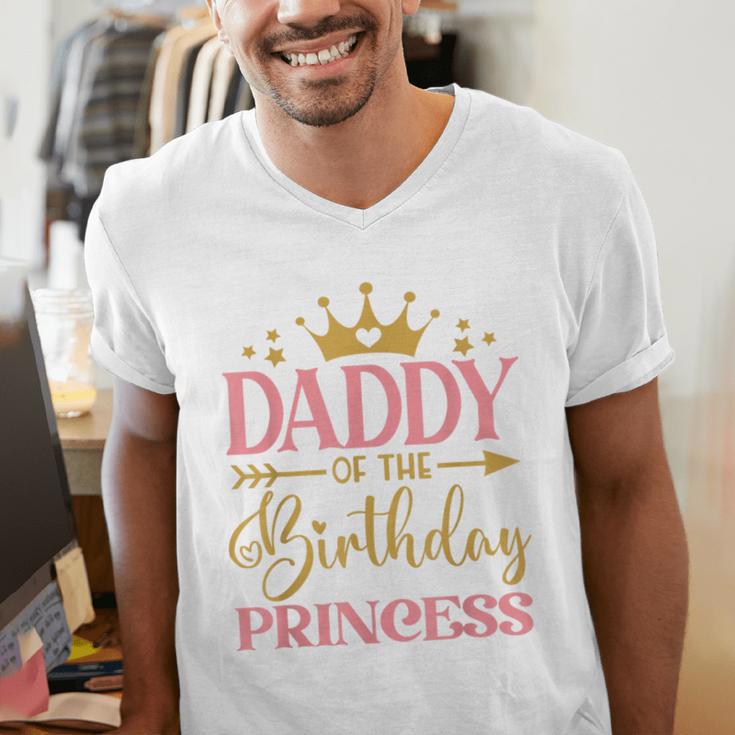 Daddy Of The Birthday For Girl 1st Birthday Princess Girl Men's V-Neck T-Shirt