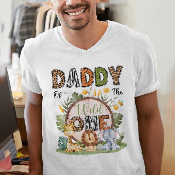 Daddy Of The Wild One 1St Birthday Boy Safari Jungle Men's V-Neck T-Shirt