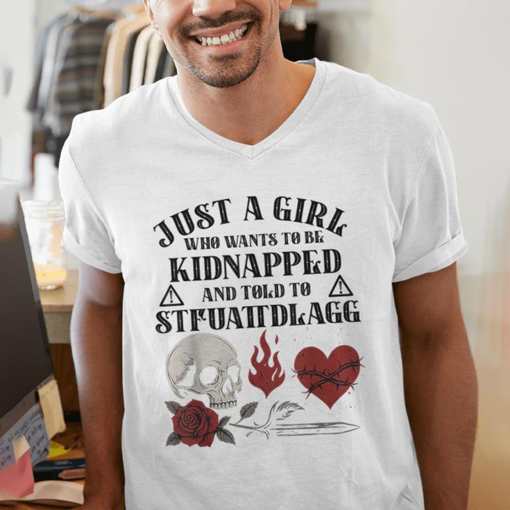 Dark Romance Smutt Book Merch Just A Good Girl STFUATTDLAGG Men's V-Neck T-Shirt