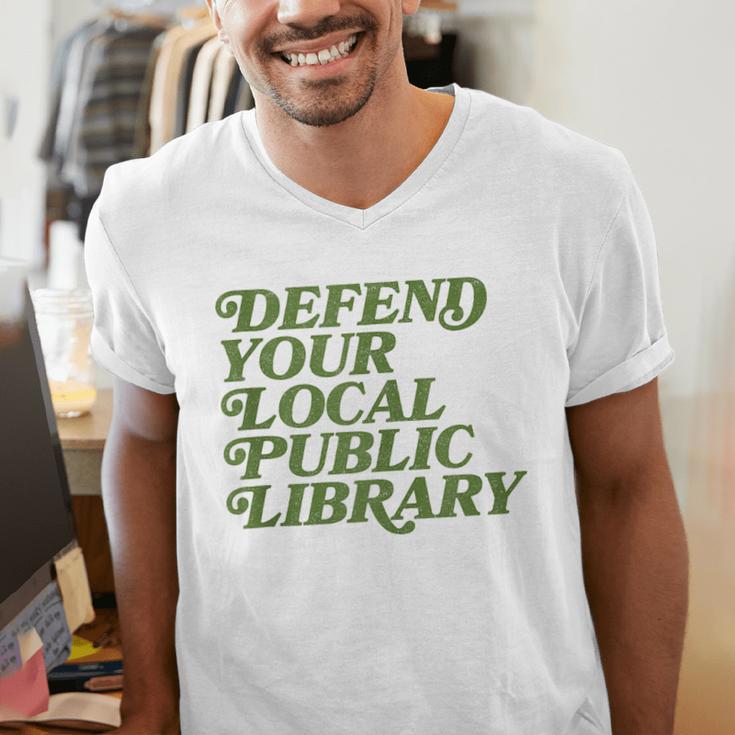 Defend Your Local Public Library For Book Lovers Men's V-Neck T-Shirt