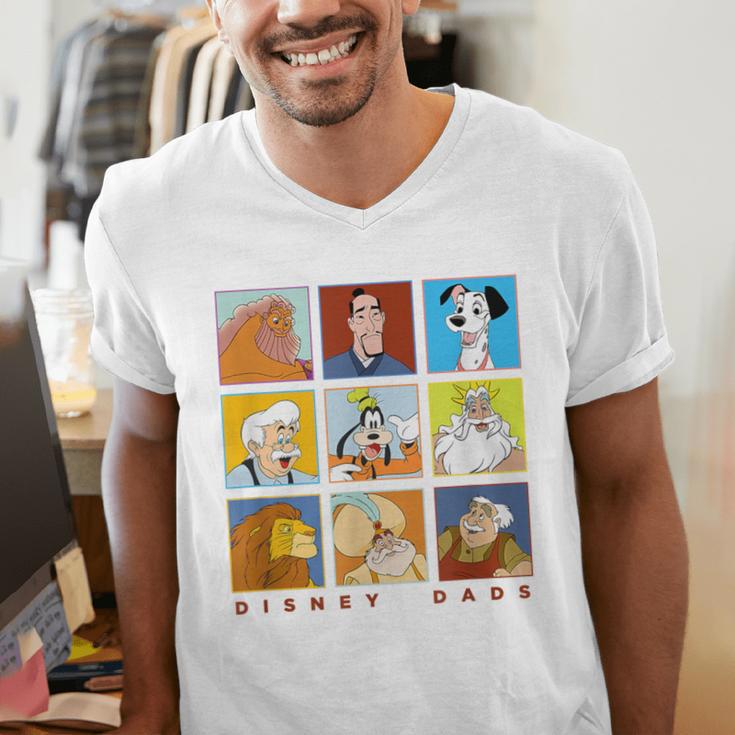 Disney Classic Father's Day Disney Dads Colorful Panels Men's V-Neck T-Shirt